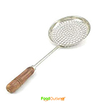 Stainless Steel Boondi Jhara with Wooden Handle (SIlver, 45 x18 cm)