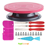 Cake Decorating Kits Supplies with Cake Turntable, 12 Numbered Cake Decorating Tips, 3 Icing Spatula, 3 Icing Smoother, 1 Silicone Piping Bag, and 1 Coupler (Random Color)
