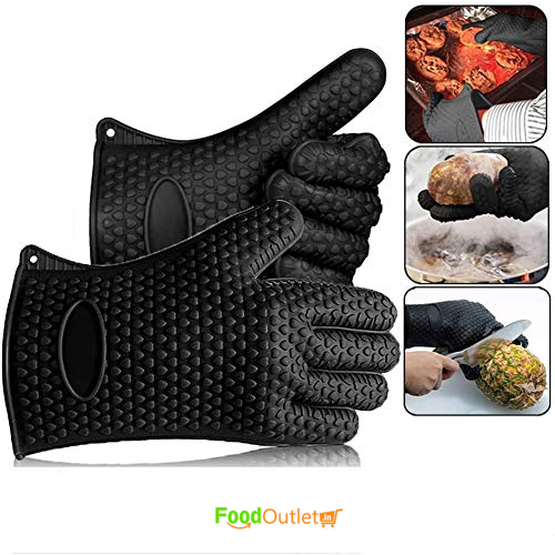 Heat Resistant Cooking Silicone Grilling Smoker Gloves Long (L-15 cm X H-27 cm)