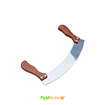10-Inch Stainless Steel Double Handle Crescent Chopper Blade Mezzaluna Knife and Pizza Cutter Rocker